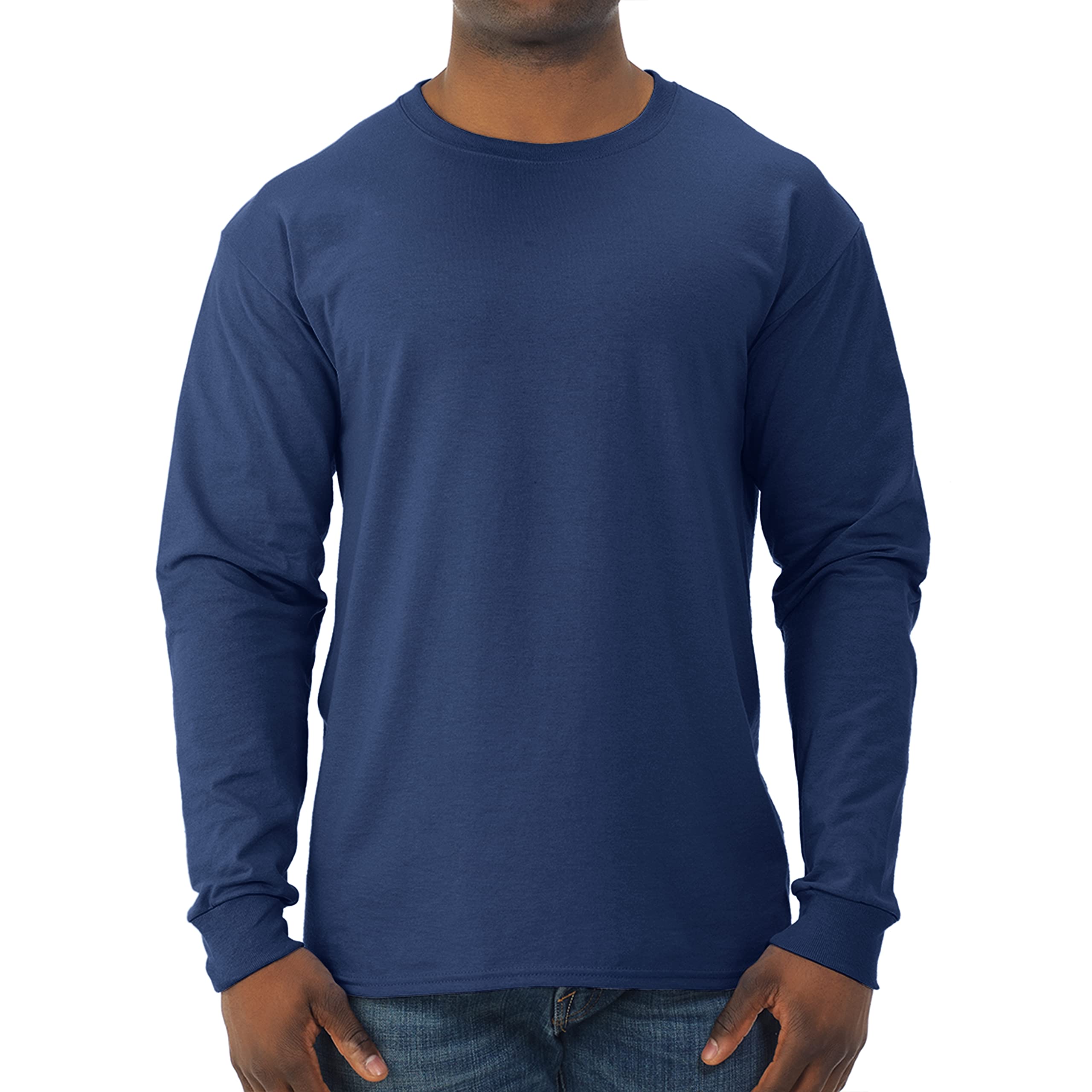 Jerzees Men's Dri-Power Cotton Blend Long Sleeve Tees, Moisture Wicking, Odor Protection, UPF 30+, Sizes S-3x